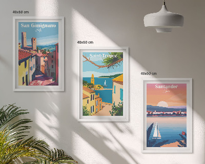 Juego de 3 cuadros Paisajes de pueblos italianos