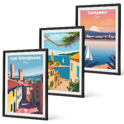 Juego de 3 cuadros Paisajes de pueblos italianos