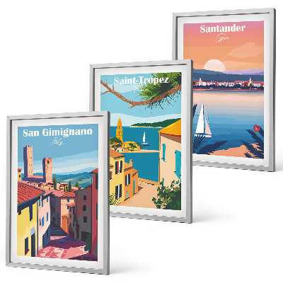 Juego de 3 cuadros Paisajes de pueblos italianos