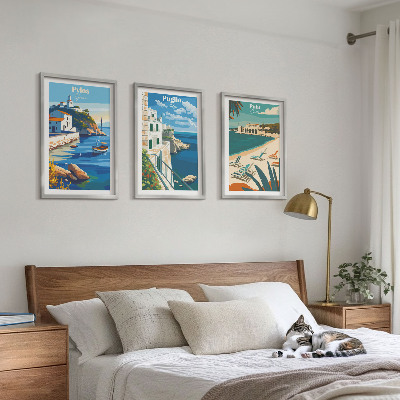 Set de 3 cuadros para salón Paisajes costeros del turismo