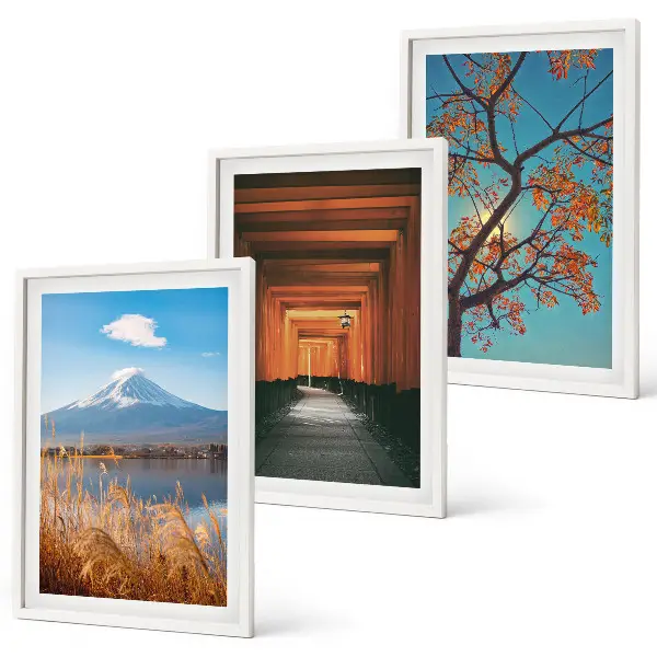 Set de 3 cuadros para salón con paisajes naturales japoneses