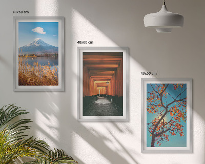Set de 3 cuadros para salón paisajes naturales japoneses
