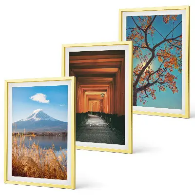 Set de 3 cuadros para salón con paisajes naturales japoneses
