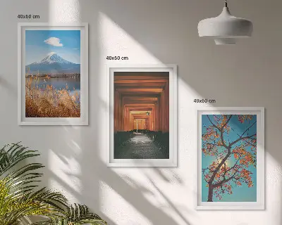 Set de 3 cuadros para salón con paisajes naturales japoneses