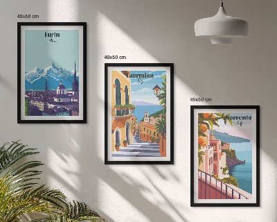 Juego de 3 cuadros Paisajes urbanos retro y coloridos
