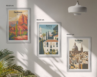Set de 3 cuadros para salón Vistas Sedona Sintra La Valeta retro