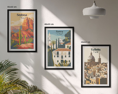 Set de 3 cuadros para salón Vistas Sedona Sintra La Valeta retro