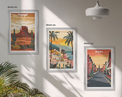 Juego de 3 cuadros Paisajes de ciudades naturales