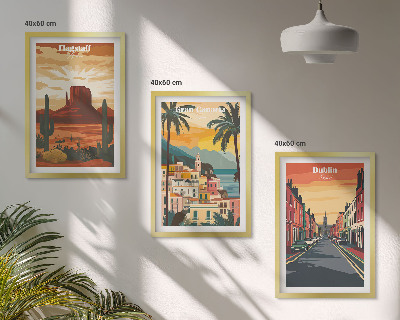 Juego de 3 cuadros Paisajes de ciudades naturales
