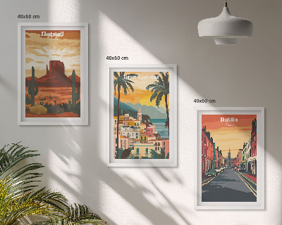 Juego de 3 cuadros Paisajes de ciudades naturales
