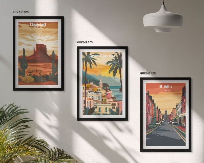 Juego de 3 cuadros Paisajes de ciudades naturales