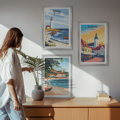 Set de 3 cuadros para salón Vistas a la ciudad Ustka Tarnów Sopot