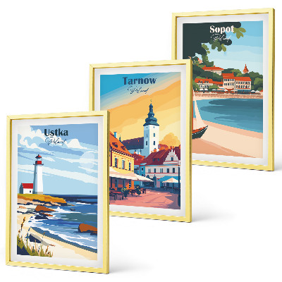 Set de 3 cuadros para salón Vistas a la ciudad Ustka Tarnów Sopot