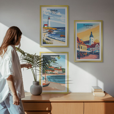 Set de 3 cuadros para salón Vistas a la ciudad Ustka Tarnów Sopot