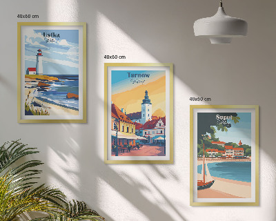 Set de 3 cuadros para salón Vistas a la ciudad Ustka Tarnów Sopot