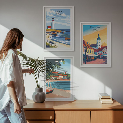 Set de 3 cuadros para salón Vistas a la ciudad Ustka Tarnów Sopot