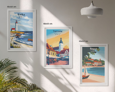 Set de 3 cuadros para salón Vistas a la ciudad Ustka Tarnów Sopot