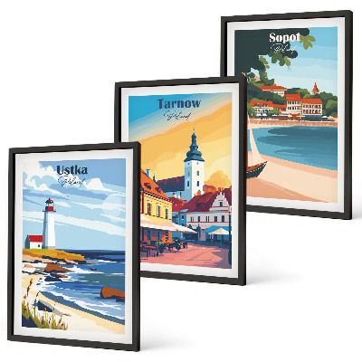 Set de 3 cuadros para salón Vistas a la ciudad Ustka Tarnów Sopot
