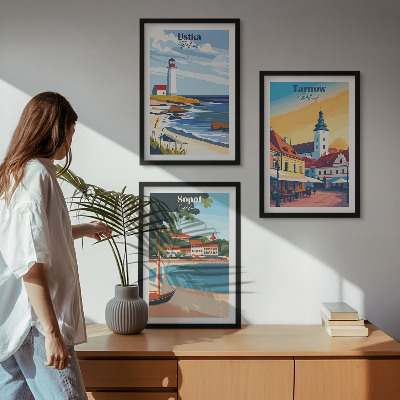 Set de 3 cuadros para salón Vistas a la ciudad Ustka Tarnów Sopot