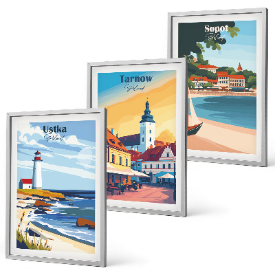Set de 3 cuadros para salón Vistas a la ciudad Ustka Tarnów Sopot