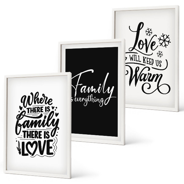 Set de 3 cuadros para salón Familia, amor, calidez, hogar