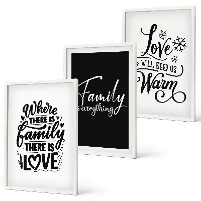 Set de 3 cuadros decorativos con diseño de familia, amor, calidez y hogar para salón