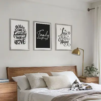 Set de 3 cuadros decorativos con diseño de familia, amor, calidez y hogar para salón