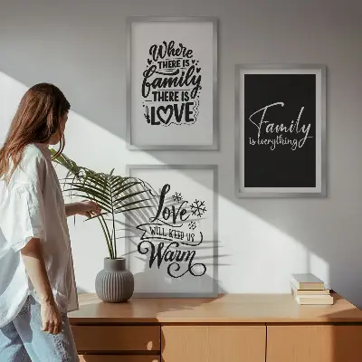 Set de 3 cuadros decorativos con diseño de familia, amor, calidez y hogar para salón