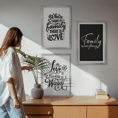 Set de 3 cuadros para salón Familia, amor, calidez, hogar