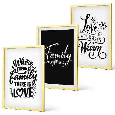 Set de 3 cuadros decorativos con diseño de familia, amor, calidez y hogar para salón