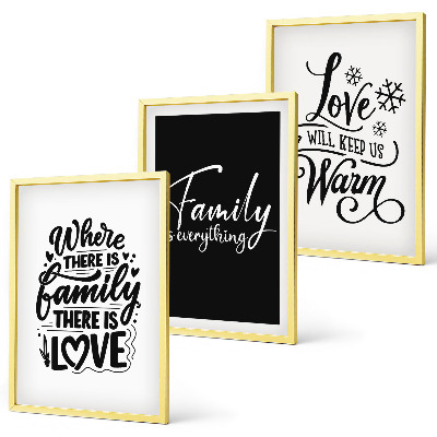 Set de 3 cuadros para salón Familia, amor, calidez, hogar