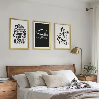 Set de 3 cuadros decorativos con diseño de familia, amor, calidez y hogar para salón