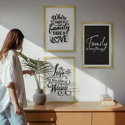Set de 3 cuadros decorativos con diseño de familia, amor, calidez y hogar para salón