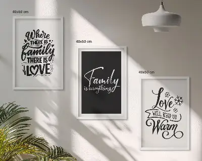 Set de 3 cuadros decorativos con diseño de familia, amor, calidez y hogar para salón