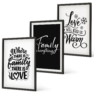 Set de 3 cuadros para salón Familia, amor, calidez, hogar