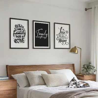 Set de 3 cuadros decorativos con diseño de familia, amor, calidez y hogar para salón
