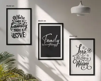Set de 3 cuadros decorativos con diseño de familia, amor, calidez y hogar para salón