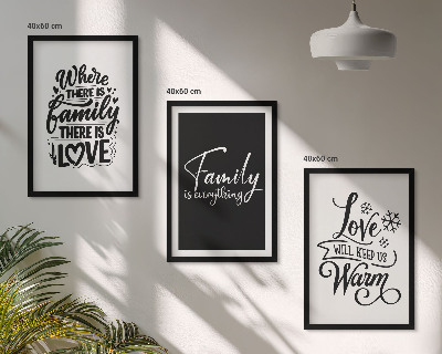 Set de 3 cuadros para salón Familia, amor, calidez, hogar