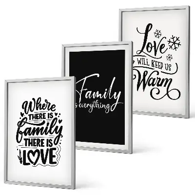 Set de 3 cuadros decorativos con diseño de familia, amor, calidez y hogar para salón