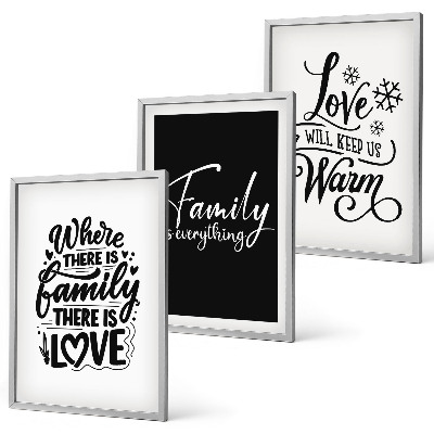 Set de 3 cuadros para salón Familia, amor, calidez, hogar