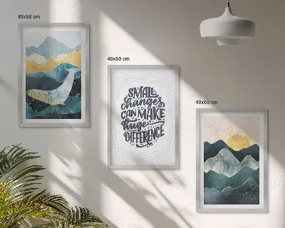 Juego de 3 cuadros con diseño de inspiración abstracta de montañas