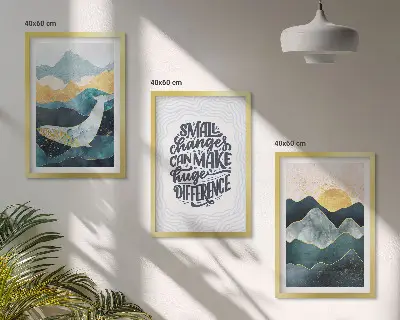 Juego de 3 cuadros con diseño de inspiración abstracta de montañas