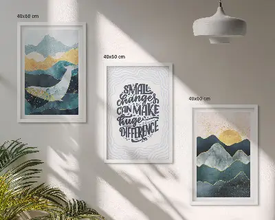Juego de 3 cuadros con diseño de inspiración abstracta de montañas