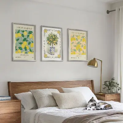 Juego de 3 cuadros con diseño de fruta del árbol cítrico Italia