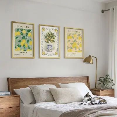 Juego de 3 cuadros con diseño de fruta del árbol cítrico Italia