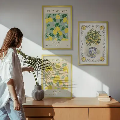 Juego de 3 cuadros con diseño de fruta del árbol cítrico Italia