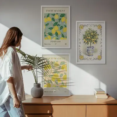 Juego de 3 cuadros con diseño de fruta del árbol cítrico Italia
