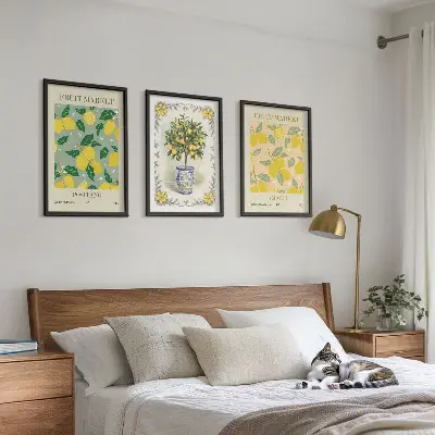 Juego de 3 cuadros con diseño de fruta del árbol cítrico Italia