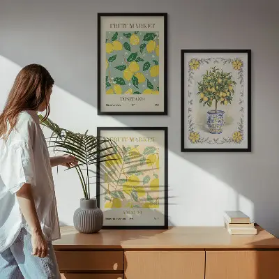 Juego de 3 cuadros con diseño de fruta del árbol cítrico Italia
