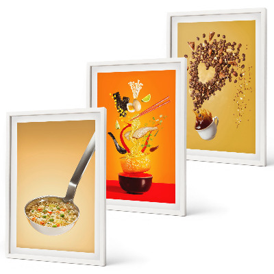 Set de 3 cuadros para salón Temas de comida en la cocina